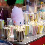 Popcorn in vintage containers ready for the movies